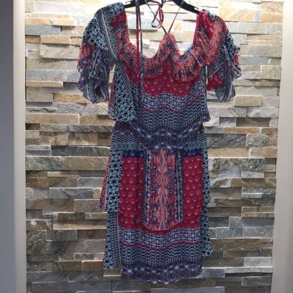 Parker Lorenzo Cold Shoulder Floral Ruffle Silk Dress - Picture 3 of 7